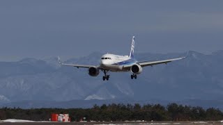 【 冬の晴天＃3 】【 Sunny #3 】ANA NH395, 398 JA218A Airbus A320neo February 12, 2023【 庄内空港 】【 4K 】