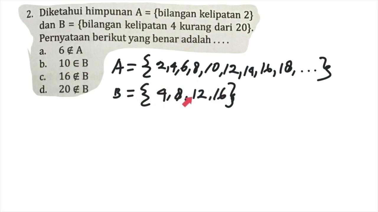 Diketahui Himpunan A= Himpunan Kelipatan 2, Dan B= Himpunan Kelipatan 4 ...