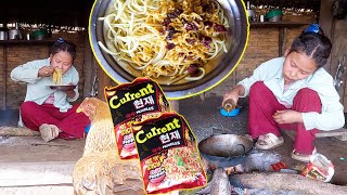 Anita Cooking \u0026 having yummy Current noodles II Yummy soup noodles@pastorallifeofnepal