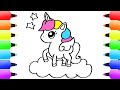 Colorful & cute drawing 🦄 Unicorn easy | Easy Drawing Unicorn for Kids 🌈🦄@Shapeoholic1