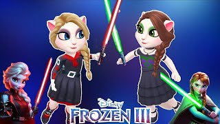 my talking angela 2 frozen 😍 and anna 🩵 Sisters fight in the new part 😍🖤🩵