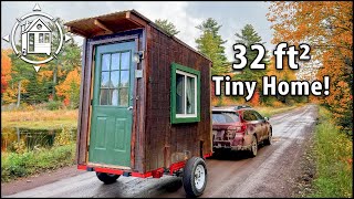 Micro TINY HOUSE on wheels built for $1800 & towed w/ a car