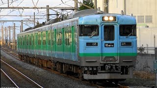 【4K】JR四国113系第1編成(元JR東日本113系)到着・発車シーン JR予讃線 讃岐塩屋駅にて 2019.2