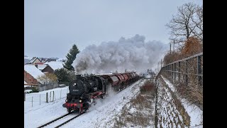 Dampf im Kalirevier - Winterliches Dampfspektakel mit 58 1111 und 41 1144 vor Güterzügen