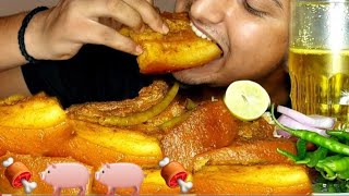 Pork 🐖 very pork eating 😋 spicy testy mutton 🍖rice 🍚 curry 🍛 asmr food video