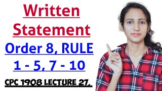 Order 8 of cpc rule 1 to 5 and rule 7 to 10 written statement part 1 | CPC 1908 LECTURE 27,