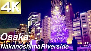 【4K】Osaka Walk Nakanoshima Riverside Illuminations 2021-大阪 中之島 リバーサイドイルミネーション