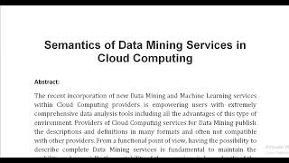 Semantics of Data Mining Services in Cloud Computing