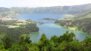 Lagoa Sete Cidades blue and green twin lakes Ponta Delgada Sao Miguel Azores