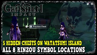 Genshin Impact All 8 Rinzou Symbol Locations \u0026 5 Hidden Chests on Watatsumi Island