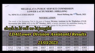 ka Result jong ka post LDA(Lower Division Assistant) Meghalaya ||@mixcollection.