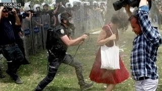Turkey 'lady in red' tear gas policeman faces up to 3 years jail
