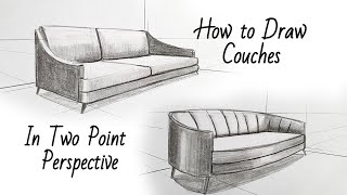 How to Draw Couches in Two Point Perspective