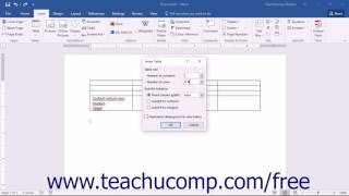Word 2016 Tutorial Creating Tables Microsoft Training