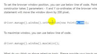 Resizing and moving browser window in Selenium