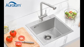 JHG0603-Auralum Kitchen Sink 45x45x19 CM in 304 Stainless Steel