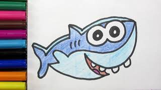 How to Drawing Baby Shark Easy | Baby Shark Drawing for Kids | Baby Shark Drawing Tutorial Easy