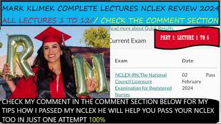 MARK KLIMEK COMPLETE NCLEX REVIEW 2024 LECTURES 1 TO 12 // PART  1 // CHECK THE COMMENTS FOR TIPS