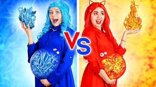 HOT PREGNANT VS COLD PREGNANT || Funny Pregnancy Situations! Girl on Fire vs Icy Girl By 123GO! BOYS