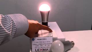 LEXMA Smart LED Light Bulb (180° beam angle, Warm White) with 4-steps dimming to 1% of brightness.