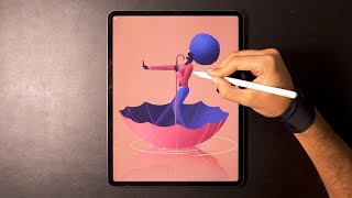 Procreate を使用したデジタル描画 - 雨の中で歌う