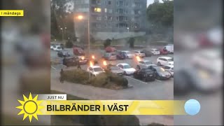 Två personer misstänkta efter bilbränderna i Västsverige  - Nyhetsmorgon (TV4)
