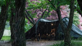 Solo camping in Heavy rain | in a tent all day listening to the sound of pouring rain | rain asmr