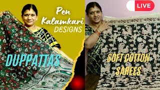 🎄Christmas Offer| Pen Kalamkari Designer Duppttas Chunnis| Soft Cotton Sarees| Wholesale Price|