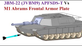 125 mm smoothbore gun 3BM22 APFSDS-T Vs M1 Abrams Front Armor Plate With 2X thickness