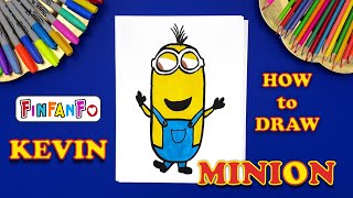 How to draw a Minion Kevin step by step easy I cute drawings for beginners