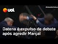 Datena agride Pablo Marçal com cadeirada e é expulso de debate da TV Cultura; Marçal vai a hospital