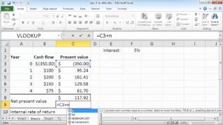 NPV and IRR in Excel 2010