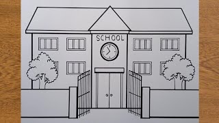 How To Draw School || Drawing School For Beginners