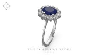 FET26 - Sapphire 1.55ct And Diamond 0.50ct 18K White Gold Ring