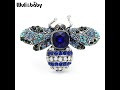 Wuli&baby Beauty Crystal Bee Brooches Women Blue Red Rhinestone Bee Insects Party Office Brooch Pins