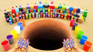 Rainbow Mentos vs Big Coca Cola, Fanta, Monster, Pepsi, Schweppes and Popular Sodas in Underground