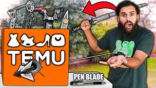 I Bought The MOST DANGEROUS ITEMS I Could Find On TEMU!.. *COLLAPSIBLE KATANA / WRIST LAUNCH DAGGER*