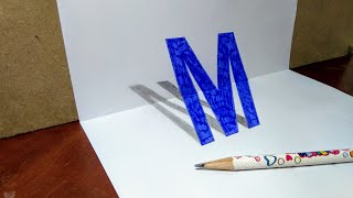 3D Trick Art - Drawing 3D letter "M"