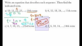 Pre-Algebra: 8-2 Example 2: Find a Term in an Arithmetic Sequence