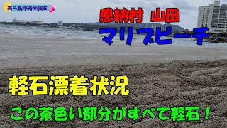 沖縄県恩納村山田マリブビーチ軽石漂着状況