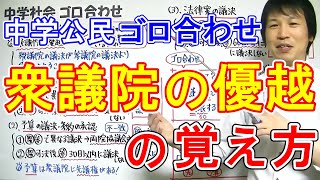 中学社会【ゴロ合わせ】公民「衆議院の優越」