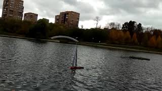 Joysway Focus II rc sailboat. Hard wind