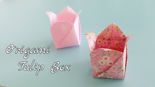 Origami Tulip Box | How to make a paper box | Origami tutorial