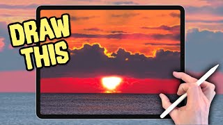 IPAD PAINTING MADE EASY - Sea Sunset seascape Procreate tutorial