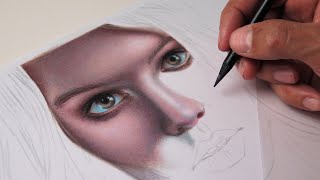 Desenhando um retrato realista colorido com lápis escolar - pt1