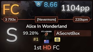 8.7⭐ ASecretBox | Tsubaki - Alice In Wonderland [Nevermore] +HD 99.28% FC #1 | 1104pp - osu!