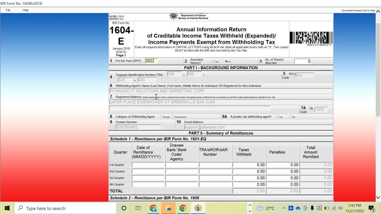 Part 1: 1604E Ebirforms Filing - YouTube