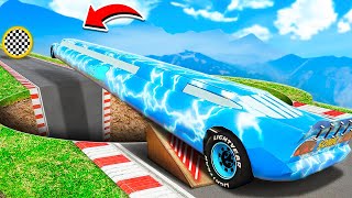 CAN LIGHTNING MCQUEEN SONIC LIMO JUMP OVER A HUGE PIT IN GTA 5? GTA 5 EXPERIMENT!