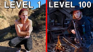 Level 1 vs Level 100 Survivalist! *SOLO OVERNIGHT SURVIVAL*