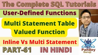 61.Multi Statement Table Valued Function - Inline Vs Multi Statement Table Valued Function in SQL